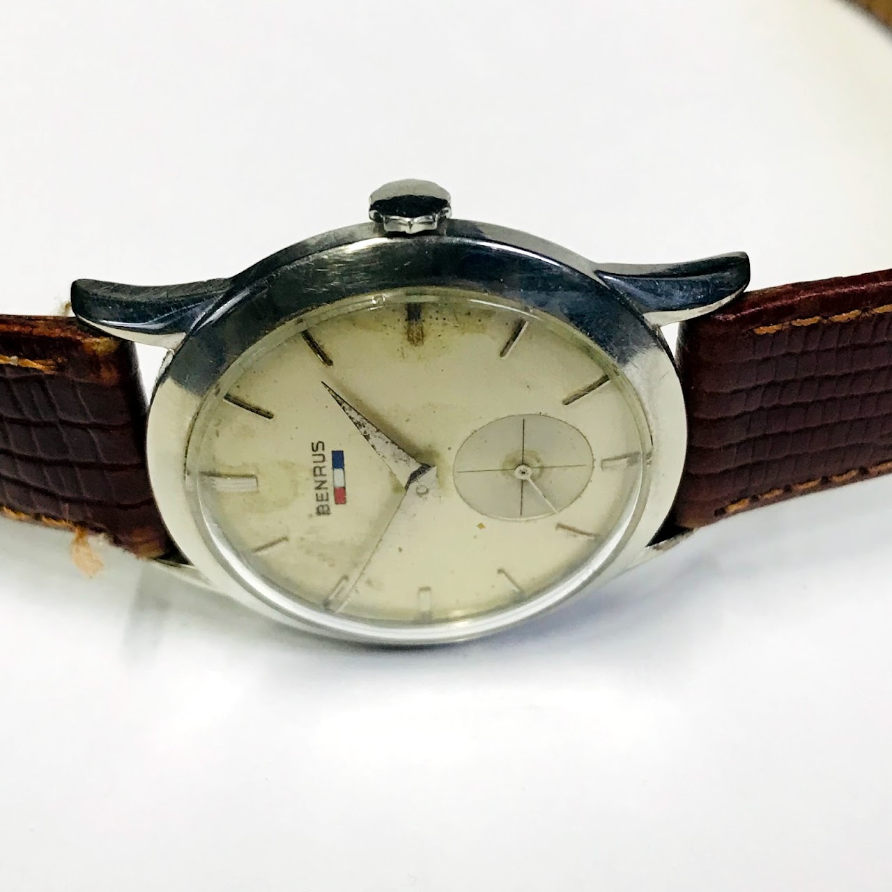 Benrus Vintage Watch Brown Strap