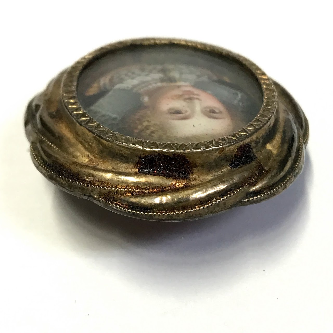 Anne of Denmark Enamel Miniature Portrait in Brooch