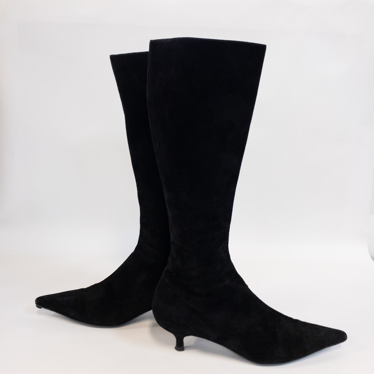 Prada Suede Kitten Heel Boots