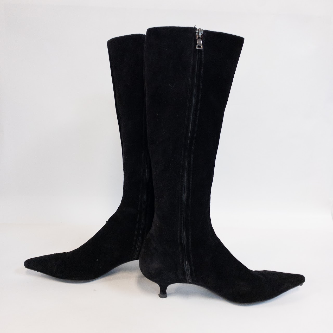 Prada Suede Kitten Heel Boots