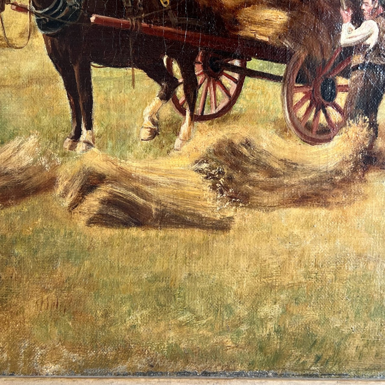 Alexander Johnston 19th C. Harvest Scene Signed Oil Painting