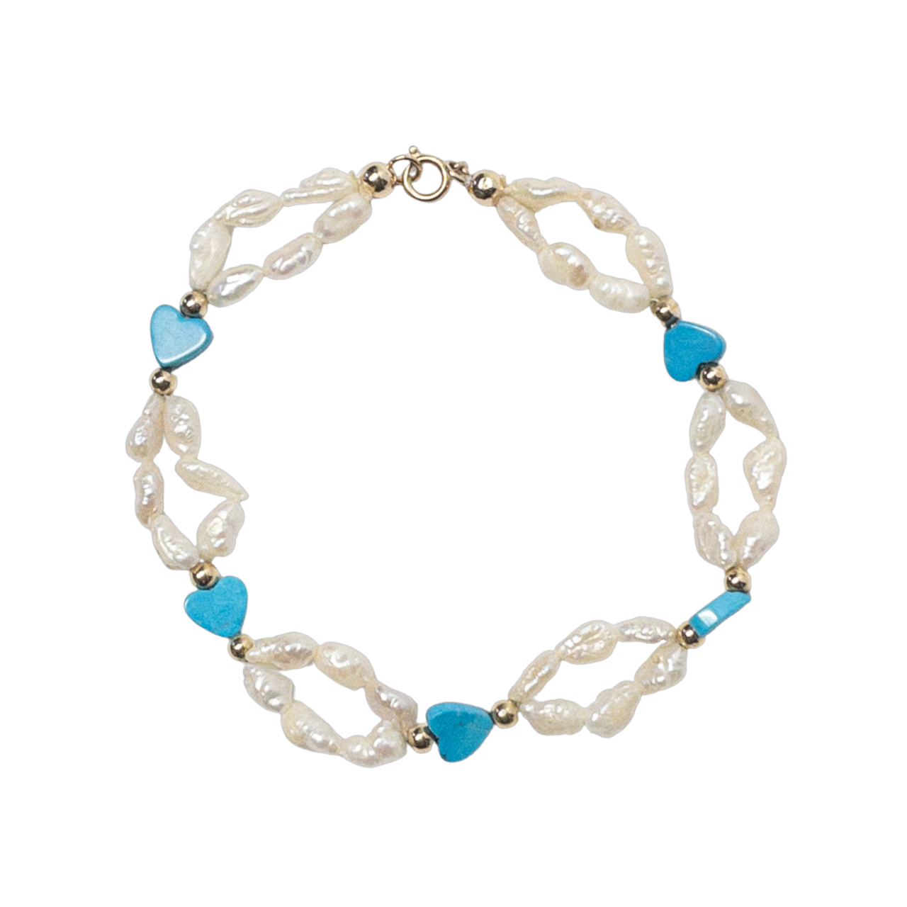 14K Gold, Pearl & Turquoise Bracelet