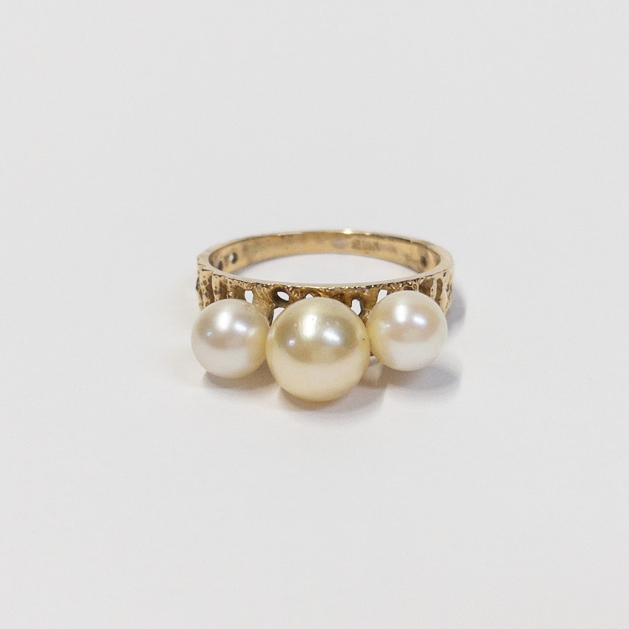 14K Gold Triple Pearl Ring