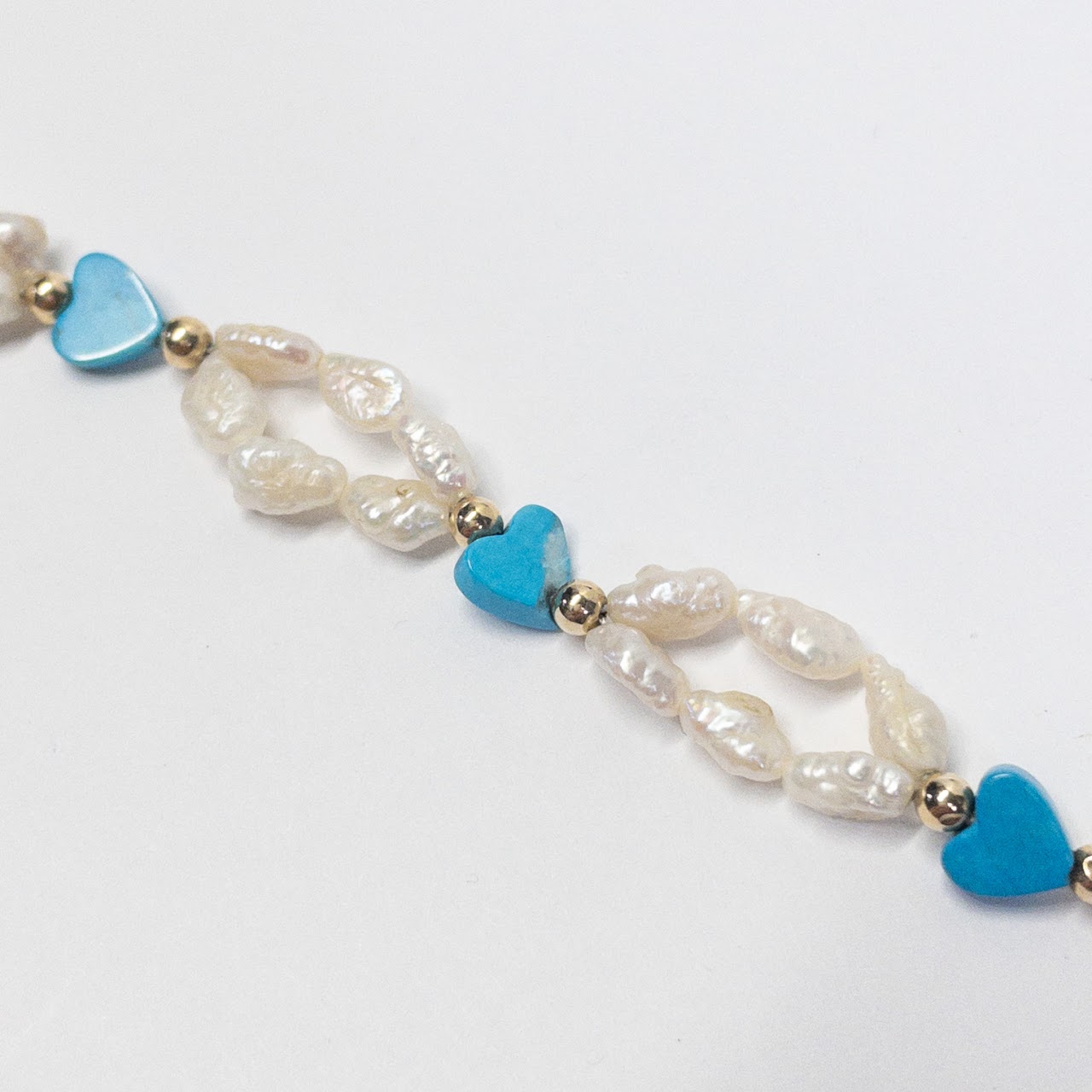 14K Gold, Pearl & Turquoise Bracelet