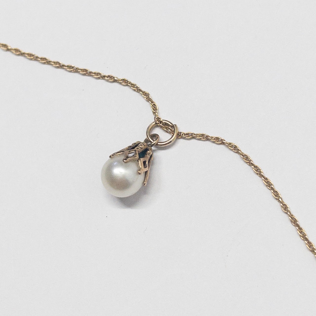 14K Gold Pearl Drop Pendant