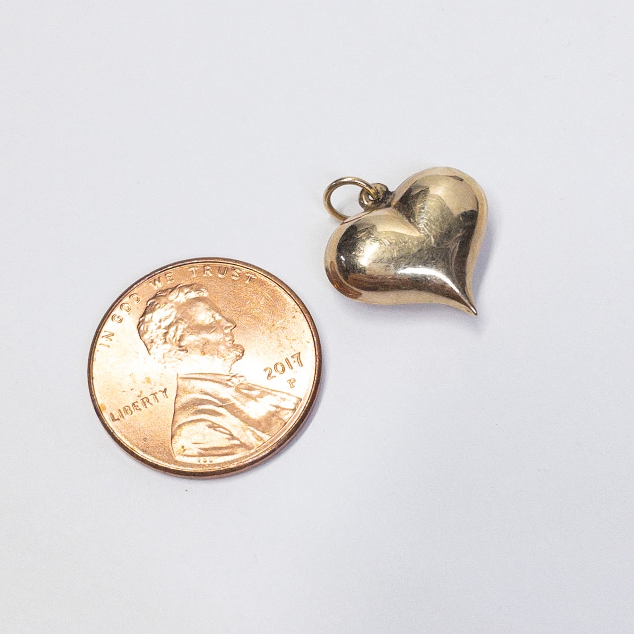 14K Gold Puffed Heart Charm