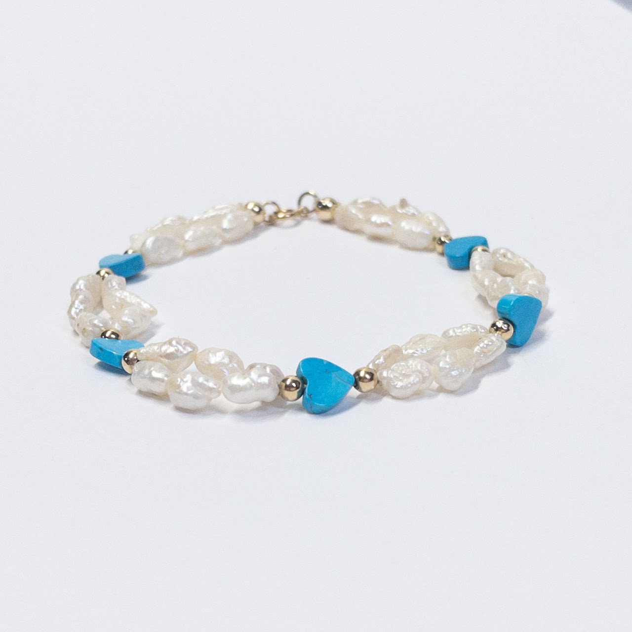 14K Gold, Pearl & Turquoise Bracelet