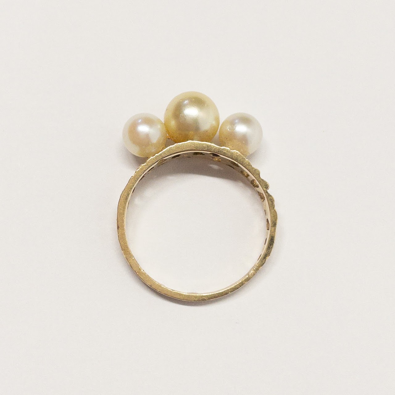 14K Gold Triple Pearl Ring