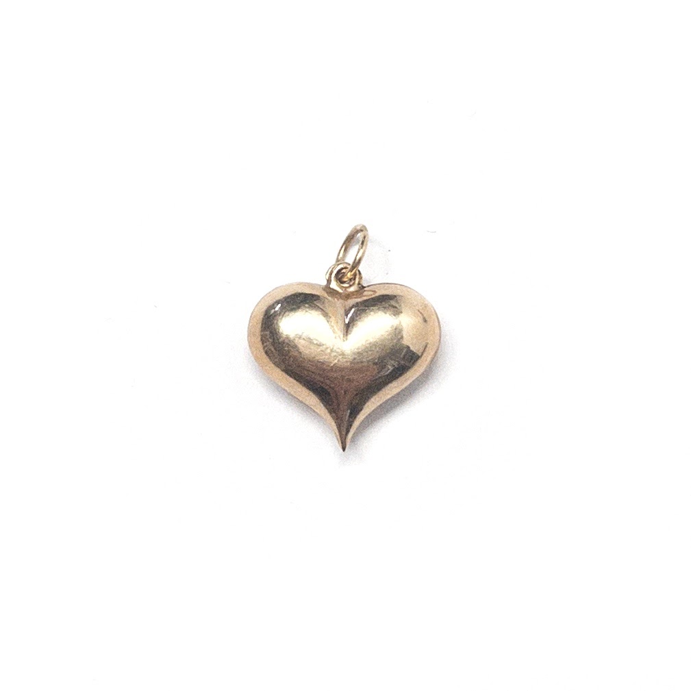 14K Gold Puffed Heart Charm