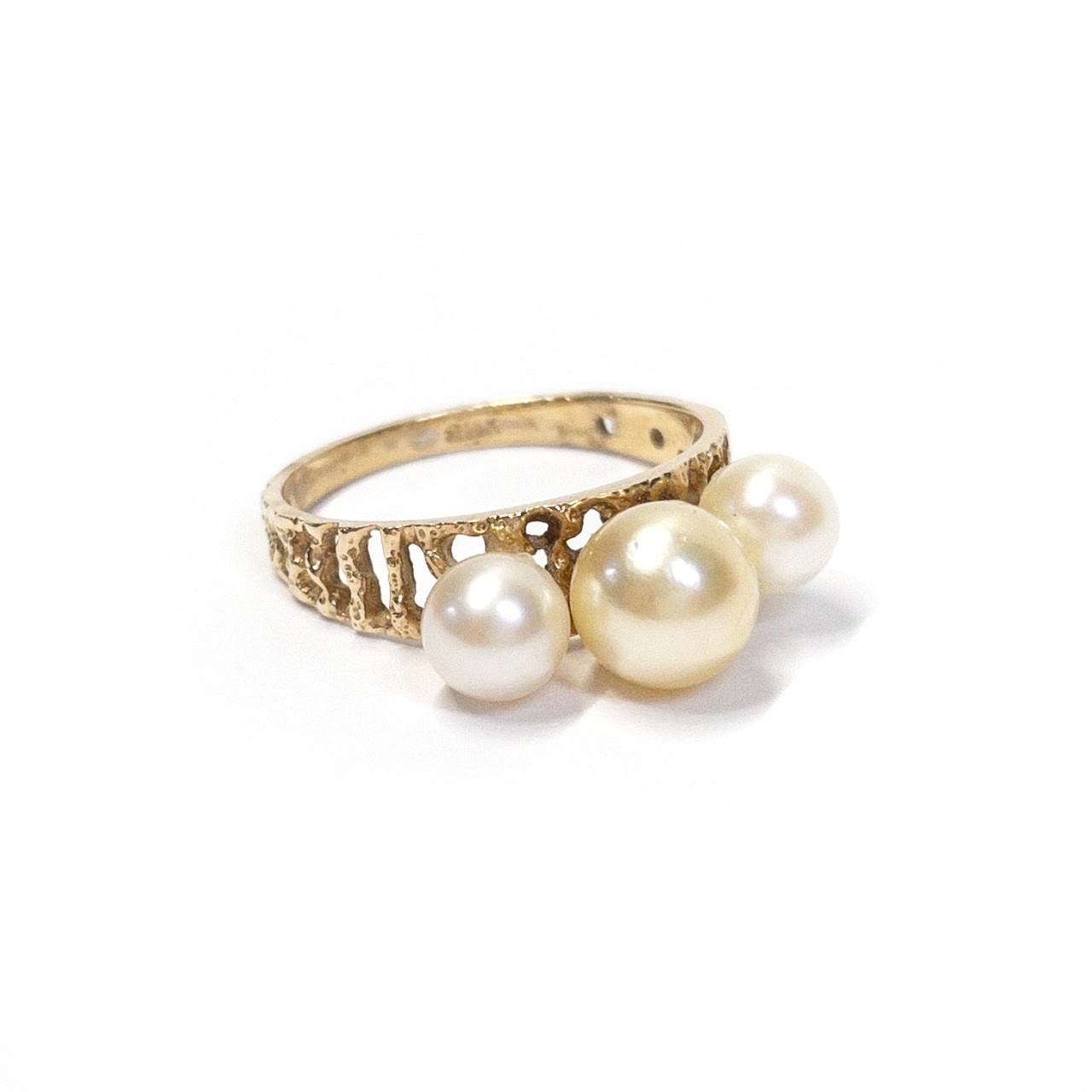 14K Gold Triple Pearl Ring