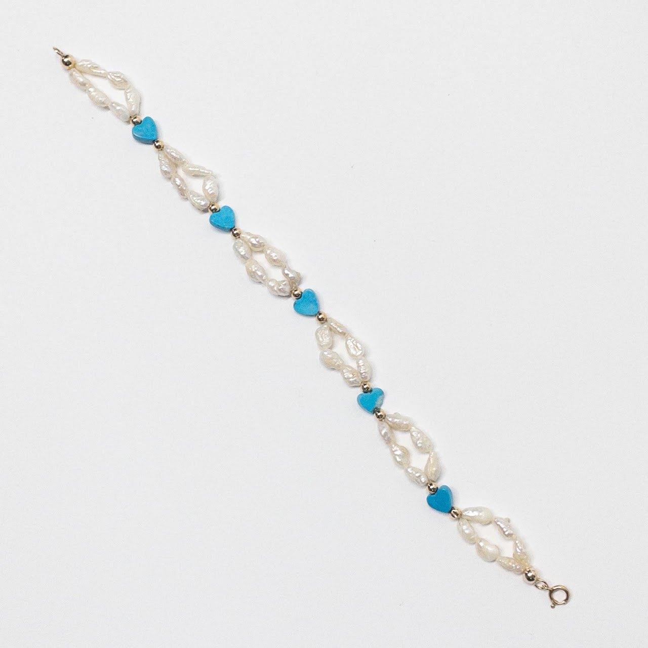 14K Gold, Pearl & Turquoise Bracelet