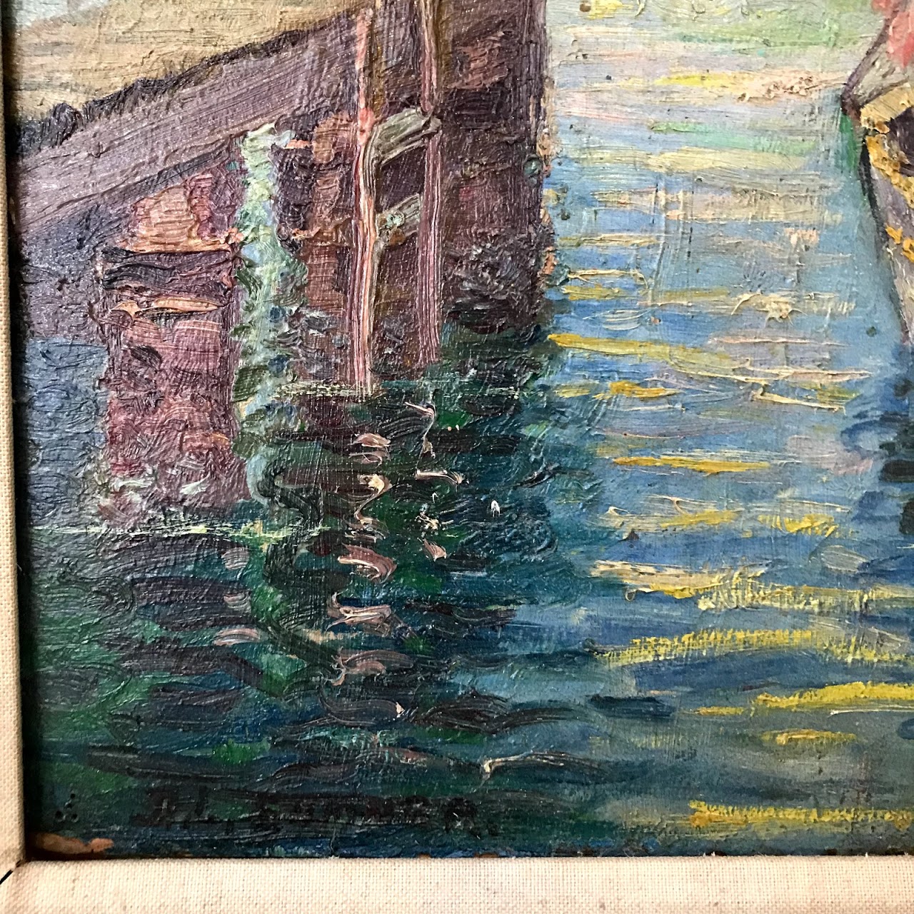 D.L. Sumner Signed Harbor Scene Oil Painting