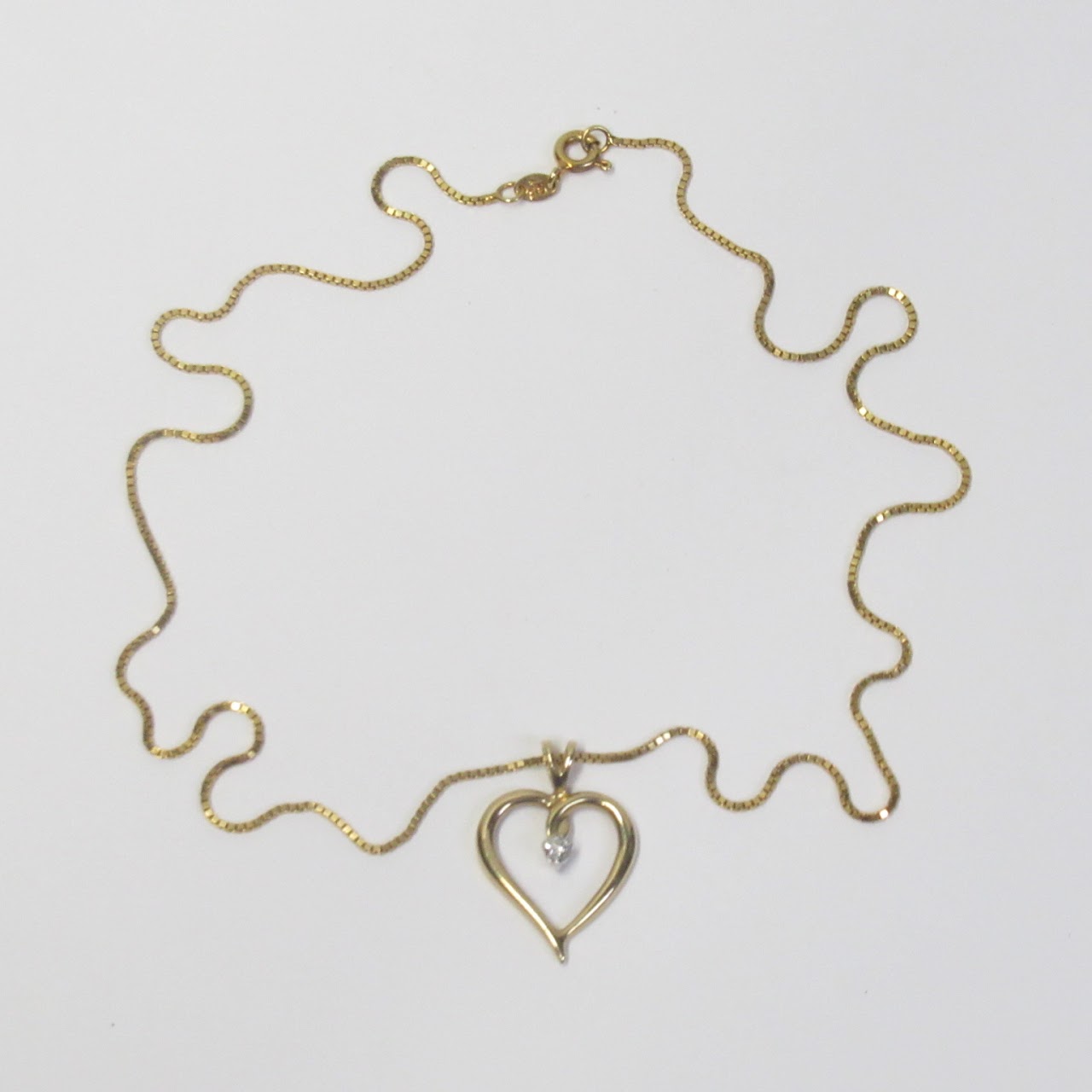 14K Gold and Diamond Heart Pendant Necklace