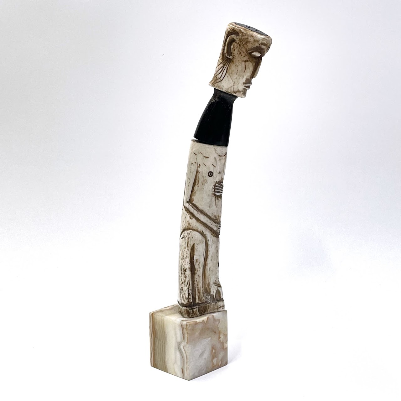 Carved Bone, Ebony & Onyx Sculpture