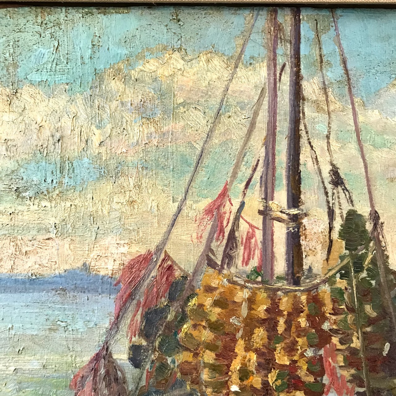 D.L. Sumner Signed Harbor Scene Oil Painting