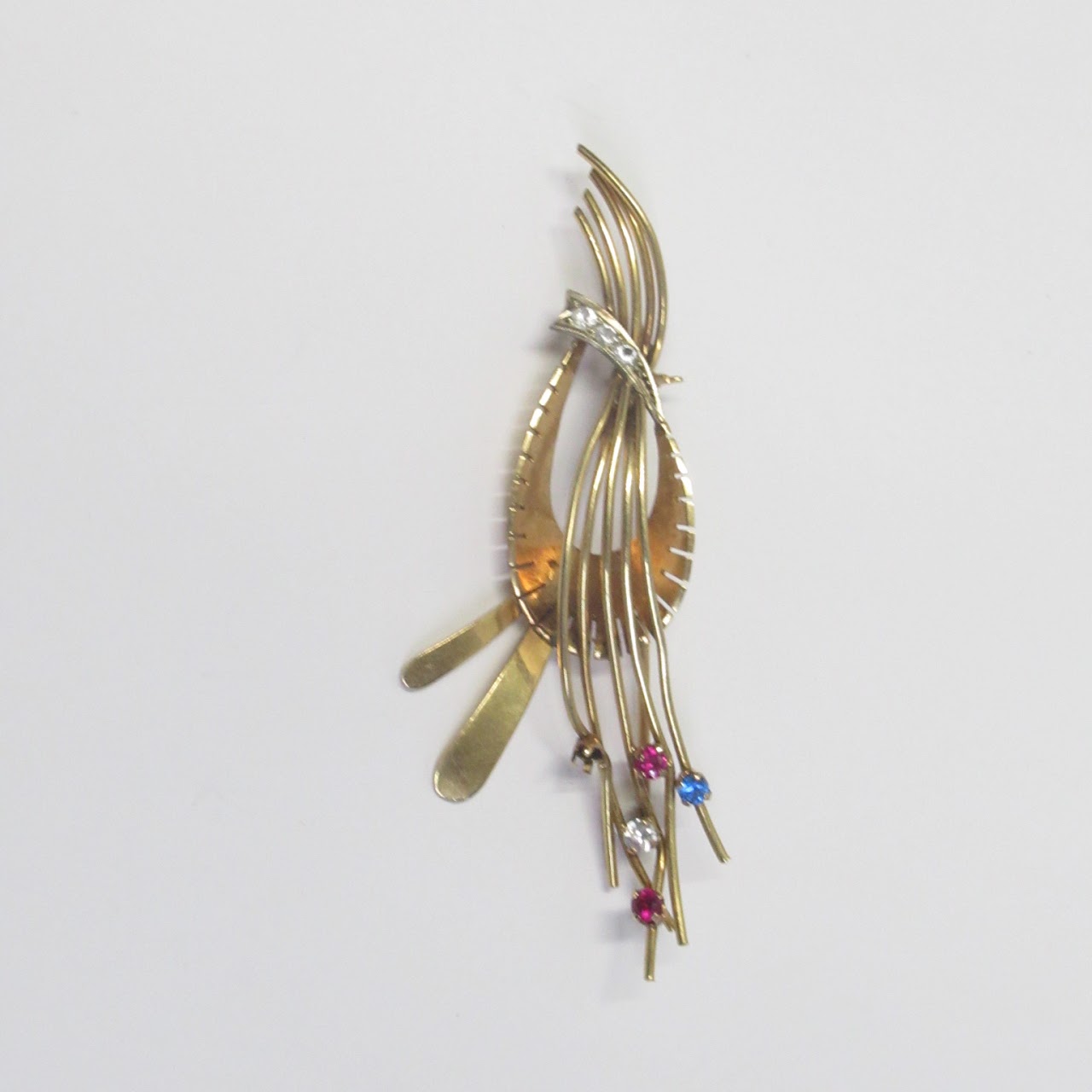 14K Gold and Multi Stone Brooch