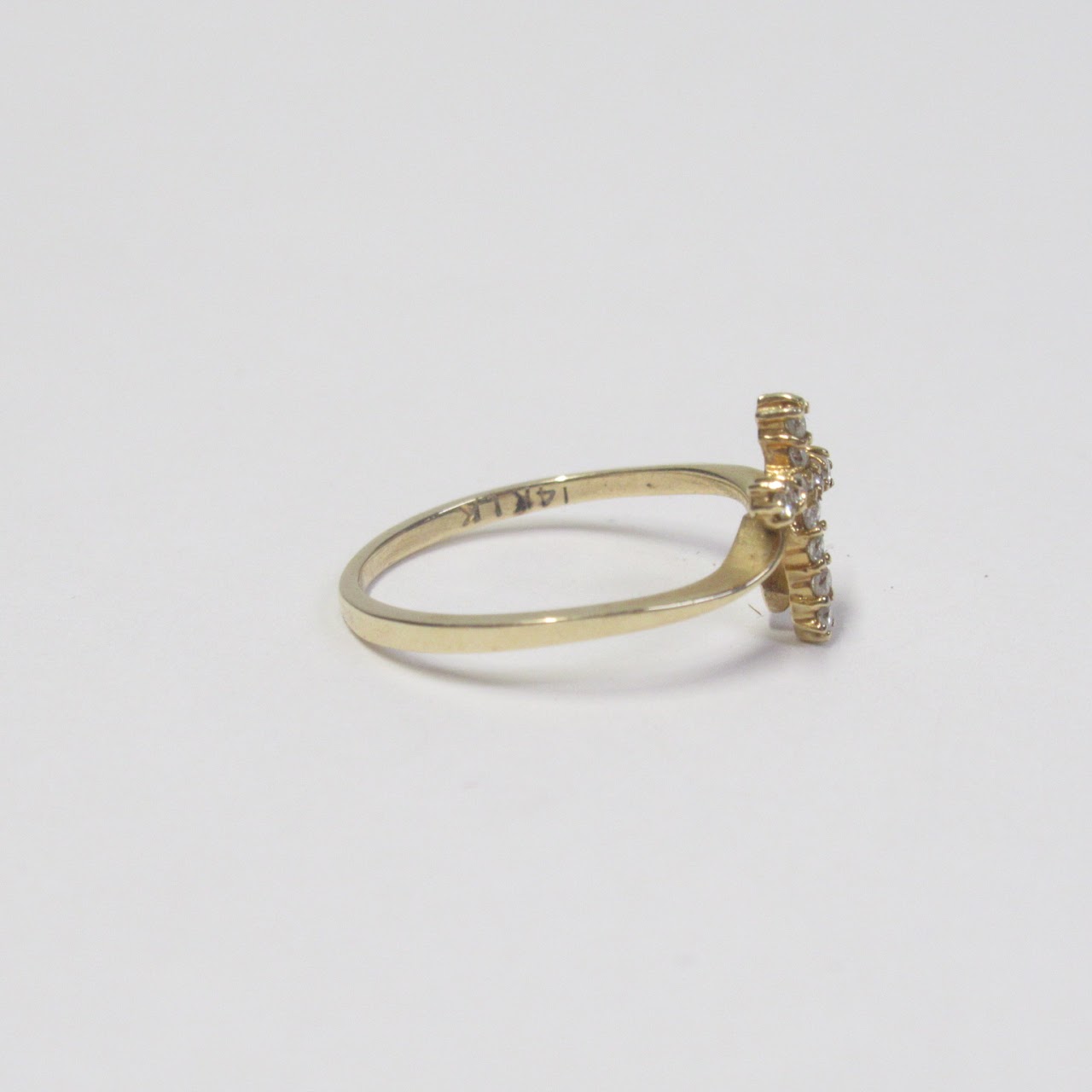 14K Gold and Diamond Cross Ring