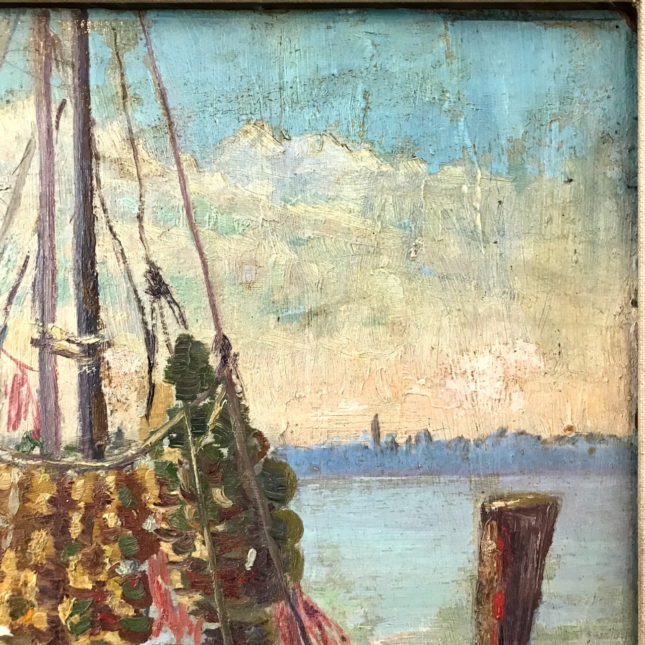 D.L. Sumner Signed Harbor Scene Oil Painting