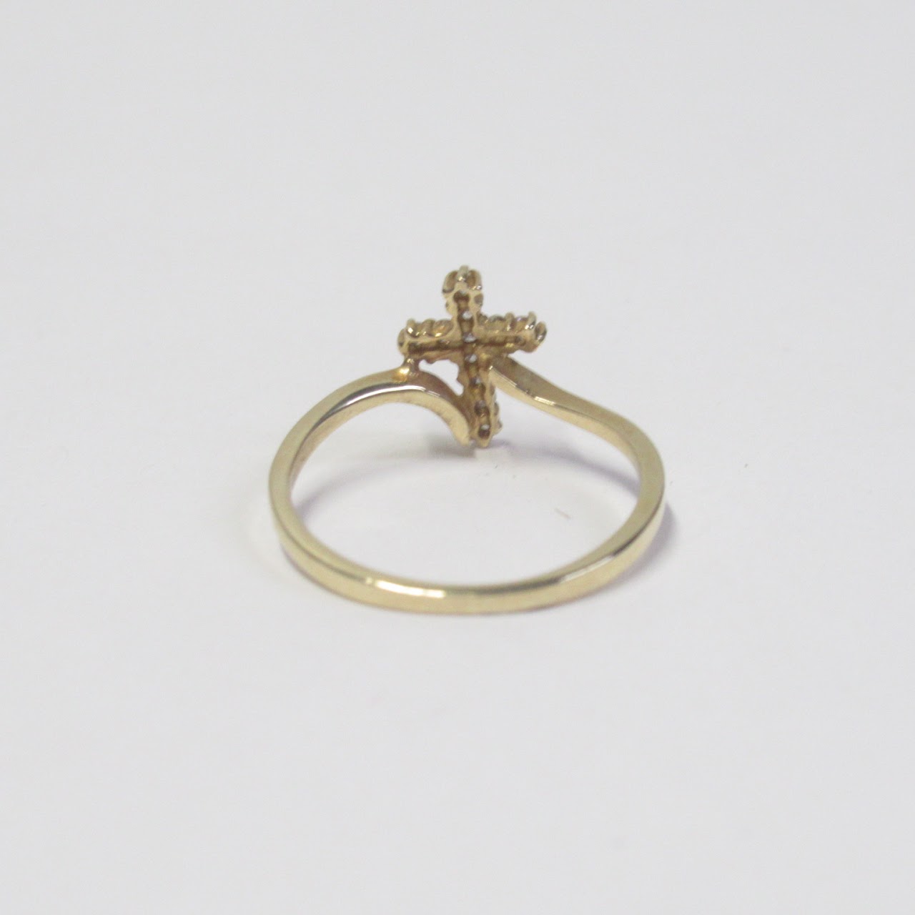 14K Gold and Diamond Cross Ring