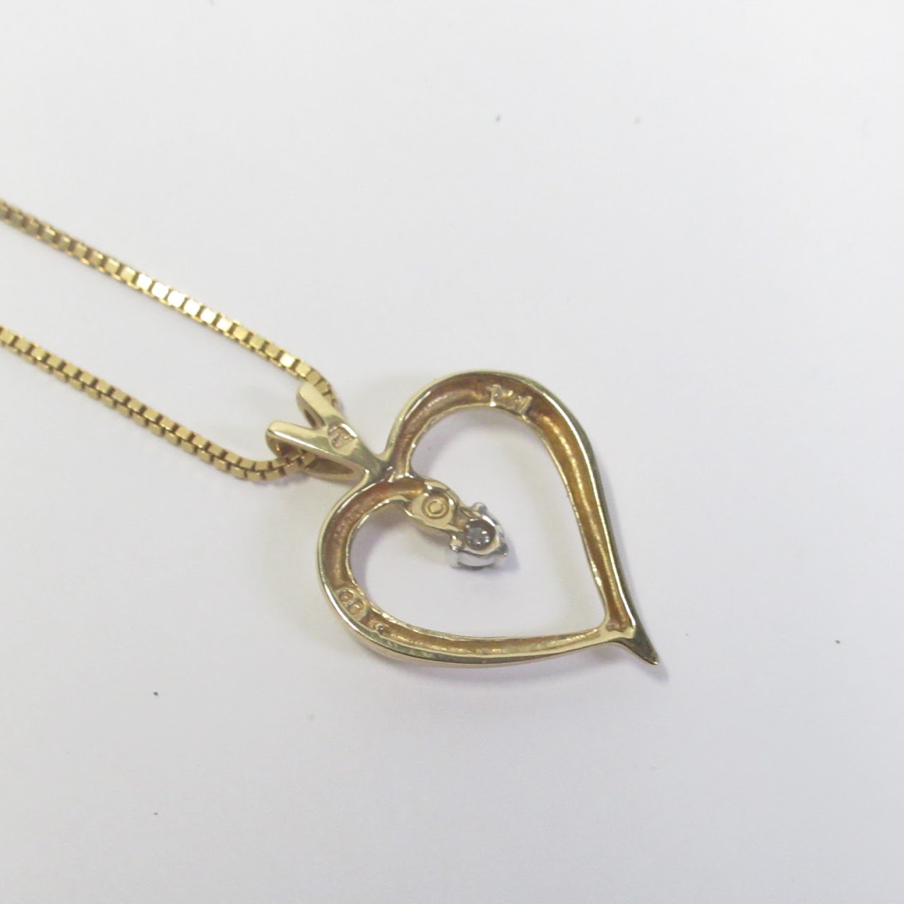 14K Gold and Diamond Heart Pendant Necklace