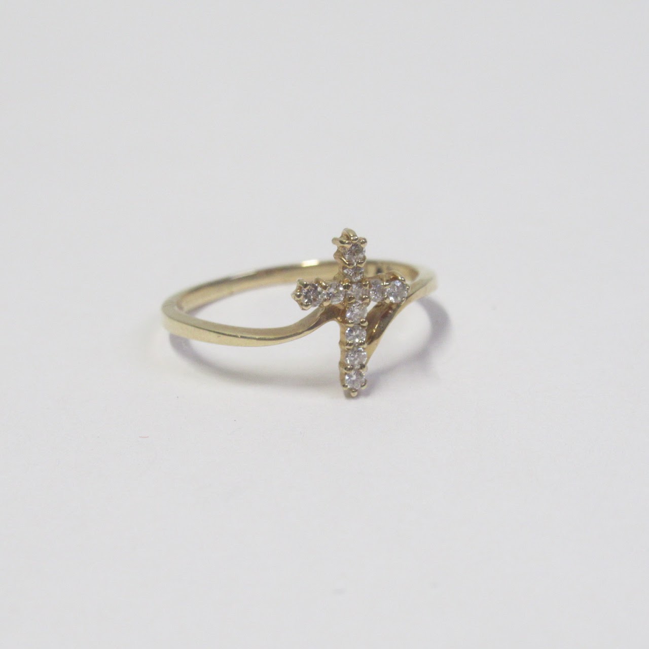 14K Gold and Diamond Cross Ring