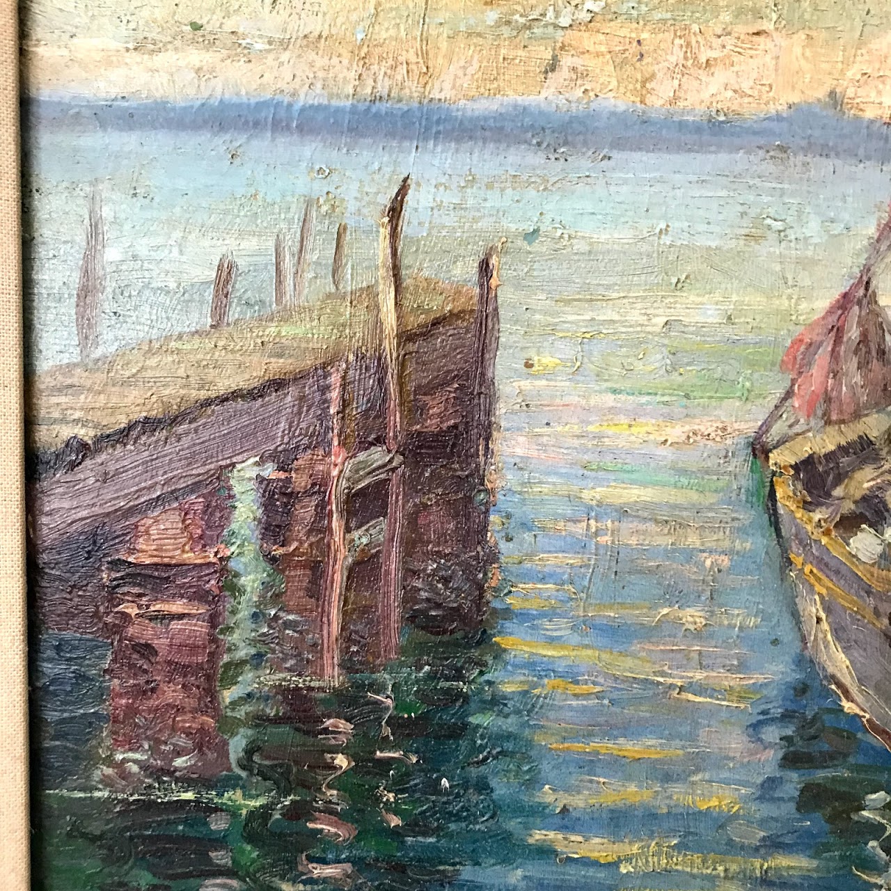 D.L. Sumner Signed Harbor Scene Oil Painting