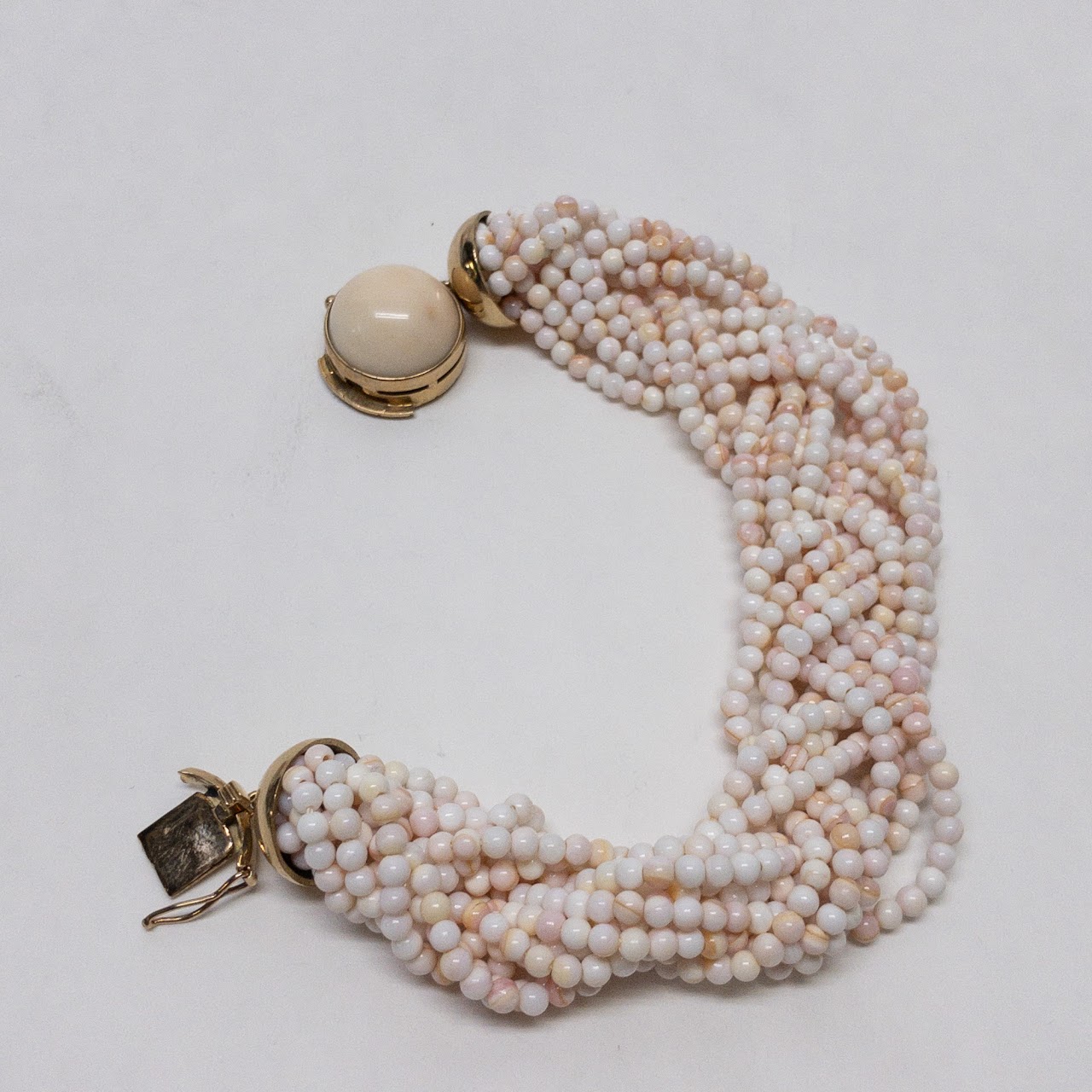 14K Gold & White Coral Multi Strand Bracelet