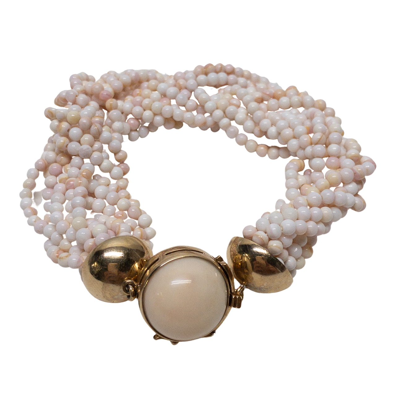 14K Gold & White Coral Multi Strand Bracelet