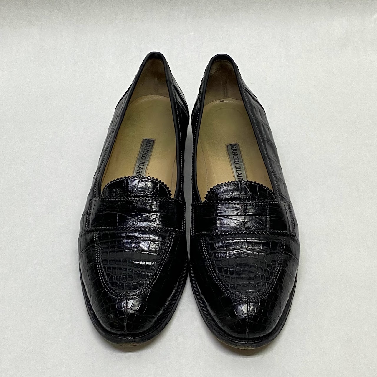 Manolo Blahnik Crocodile Loafers