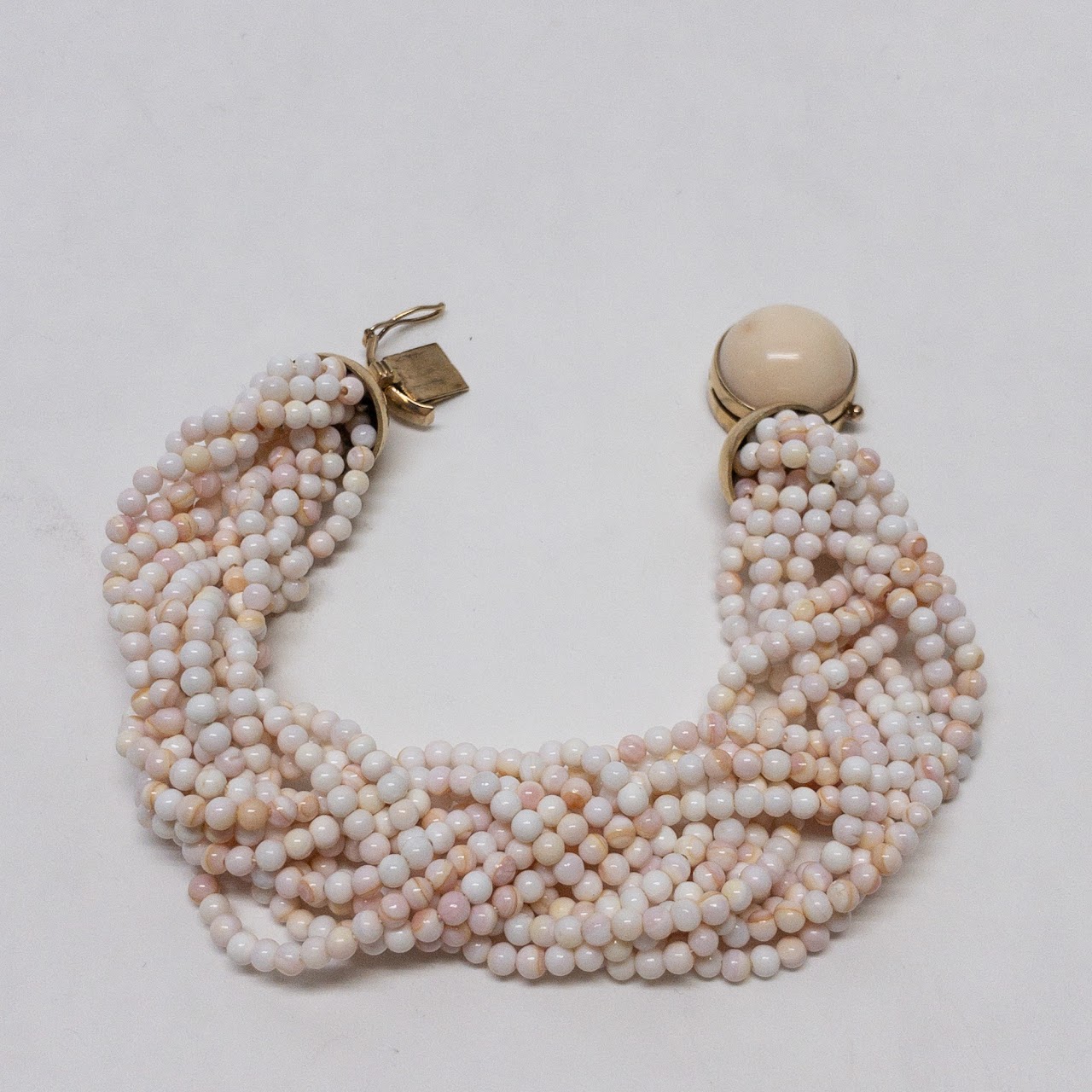 14K Gold & White Coral Multi Strand Bracelet