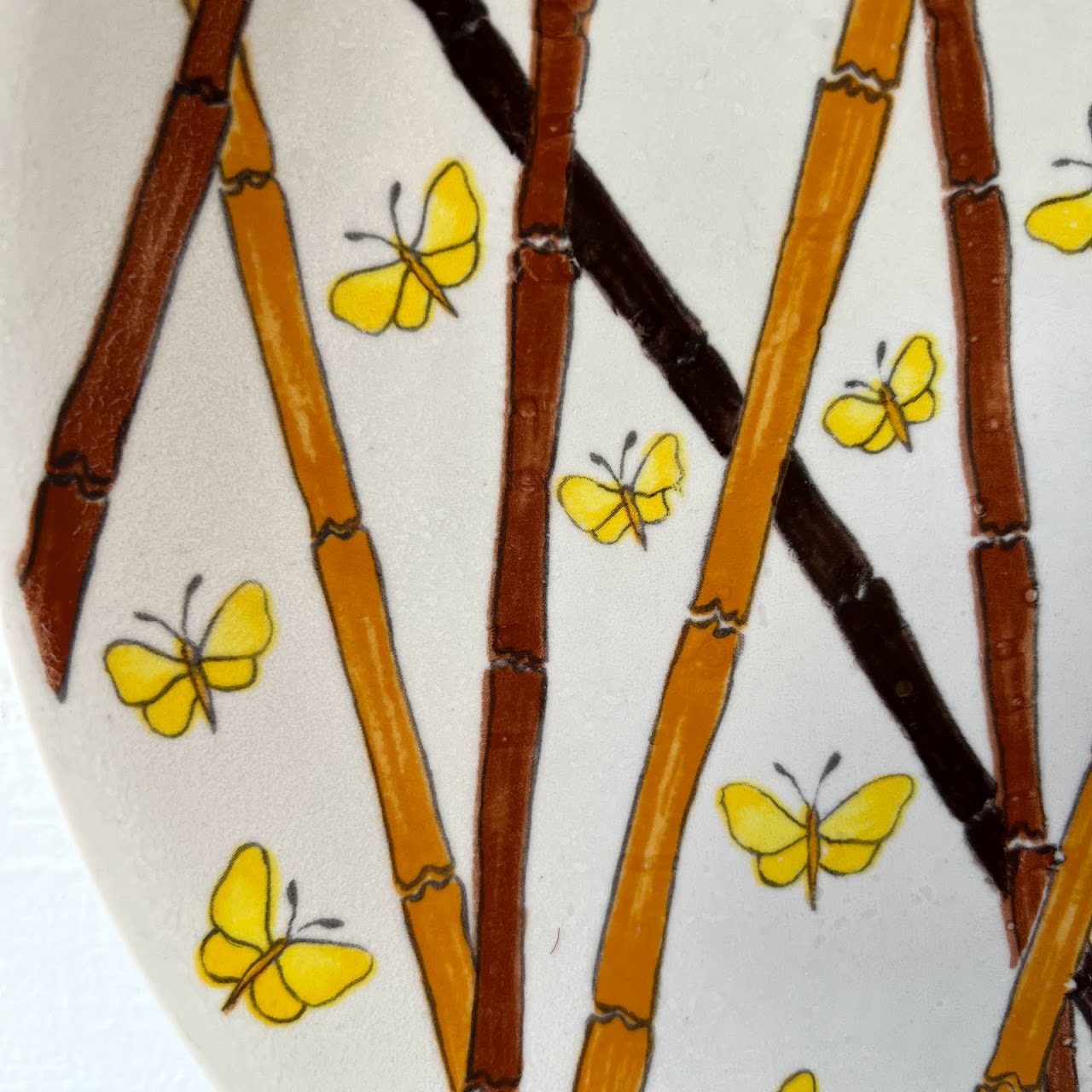 Ernestine Salerno Butterflies and Bamboo Hand Painted Italian 12" Platter