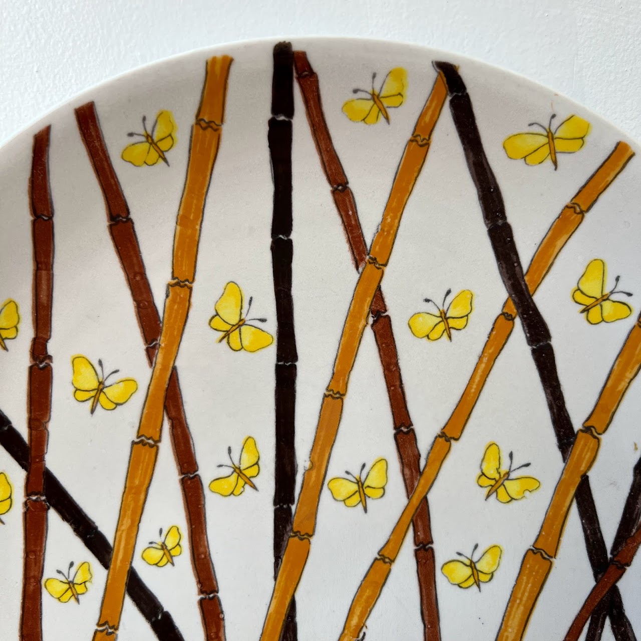 Ernestine Salerno Butterflies and Bamboo Hand Painted Italian 12" Platter