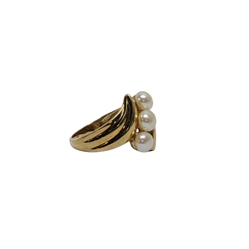 10K Gold Triple Pearl Ring