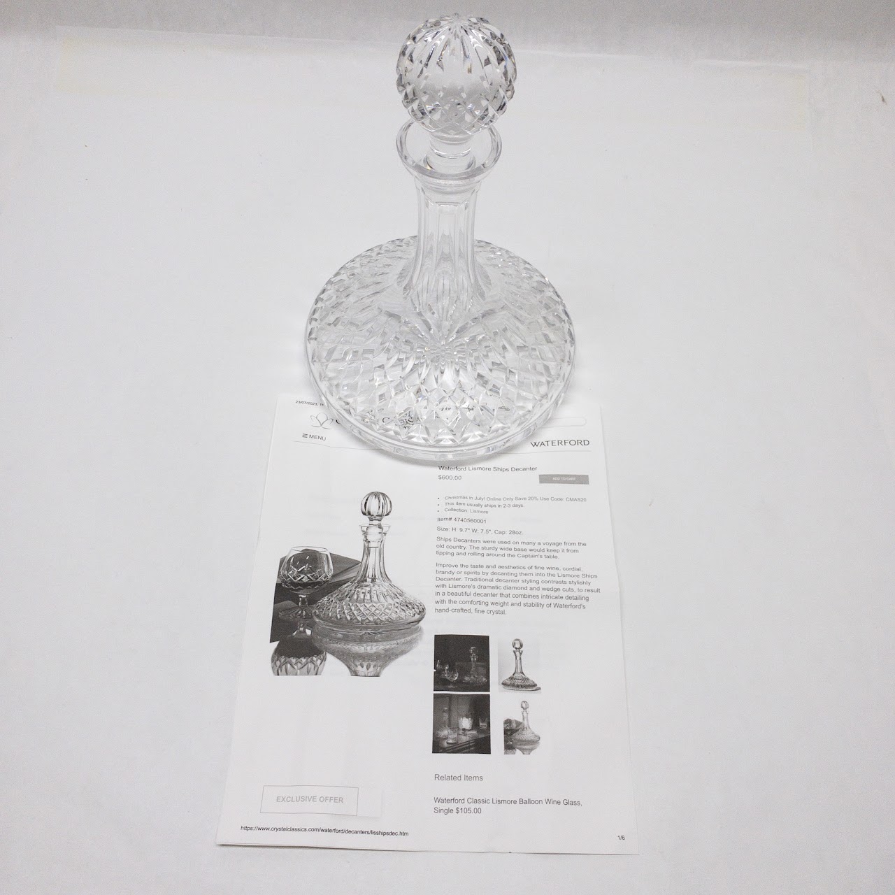 Cut Crystal Ships Decanter