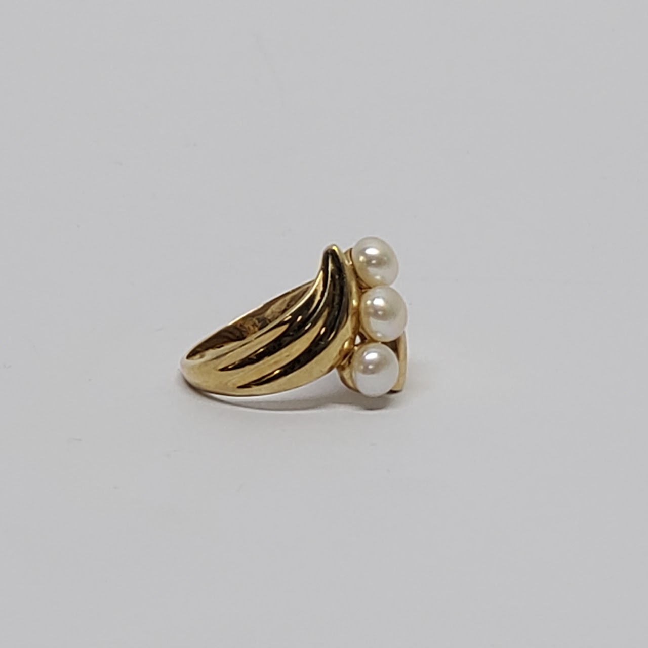 10K Gold Triple Pearl Ring