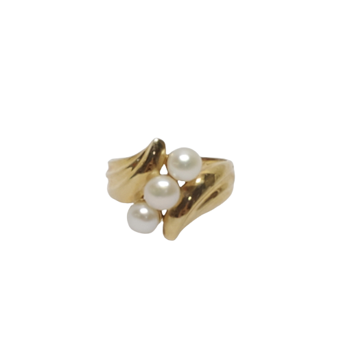 10K Gold Triple Pearl Ring