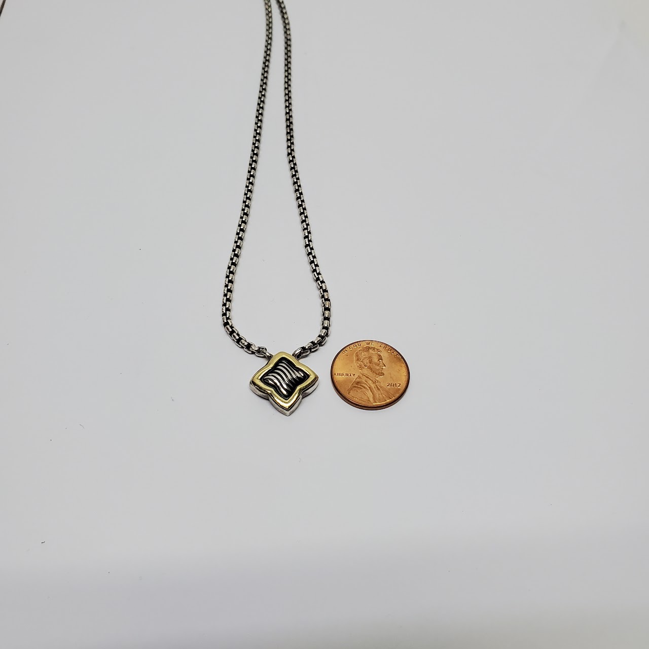 David Yurman Sterling Silver & 18K Gold Necklace