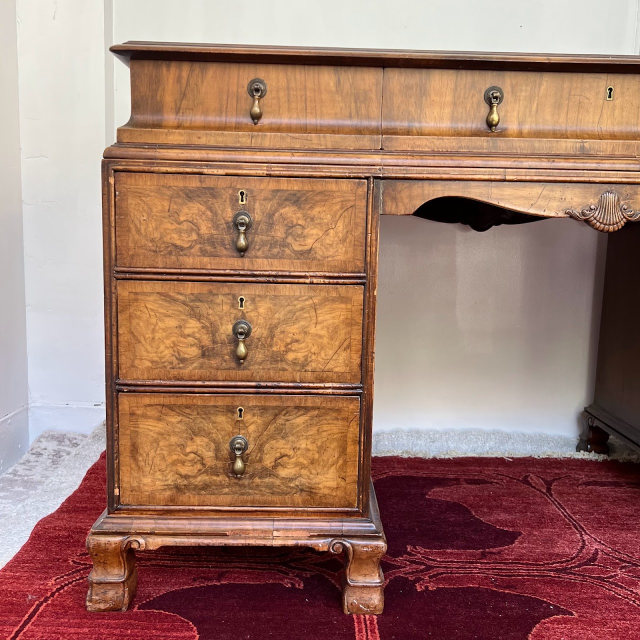 Vintage Leather-Top Writing Desk