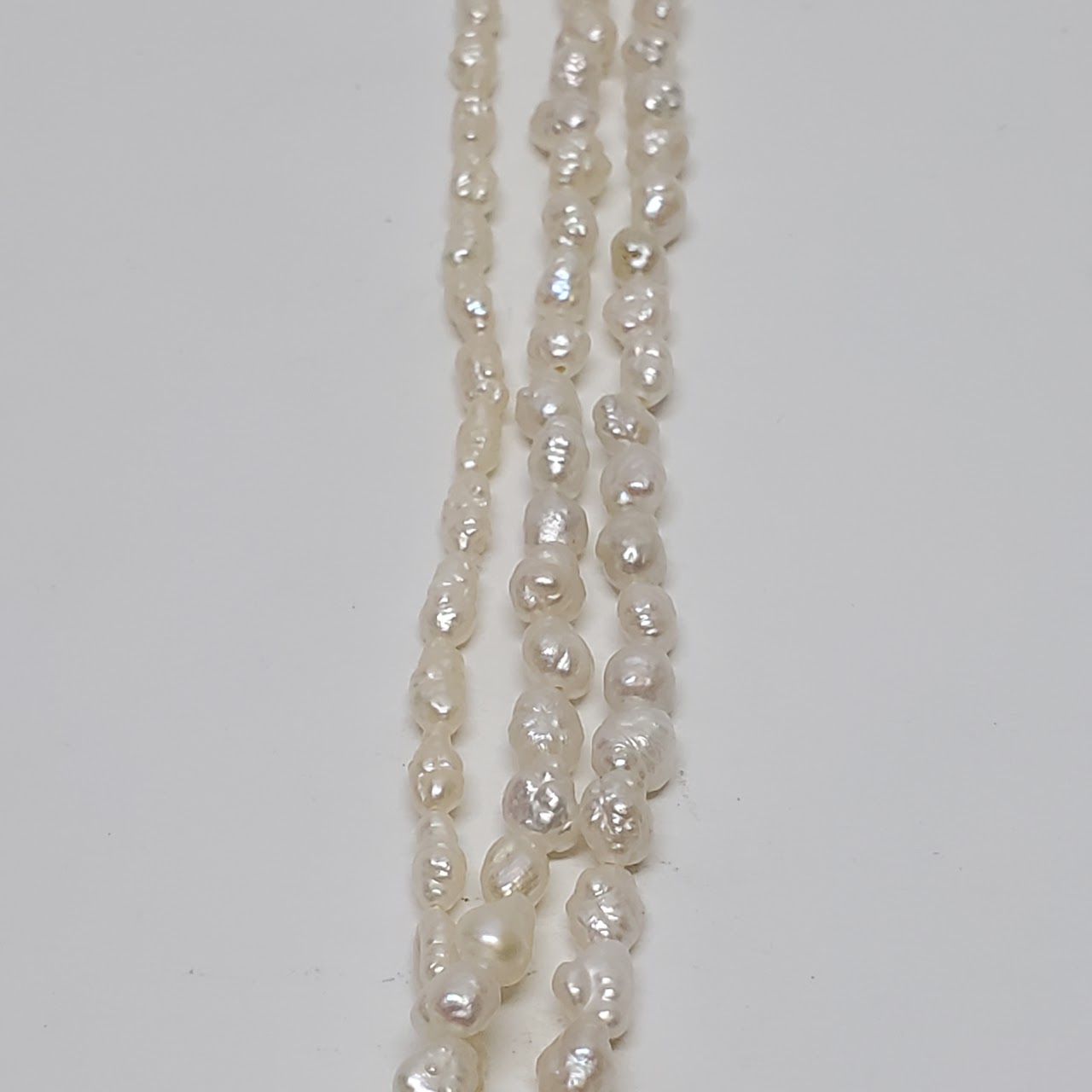 14K Gold & Seed Pearl Triple Strand Necklace NEEDS REPAIR