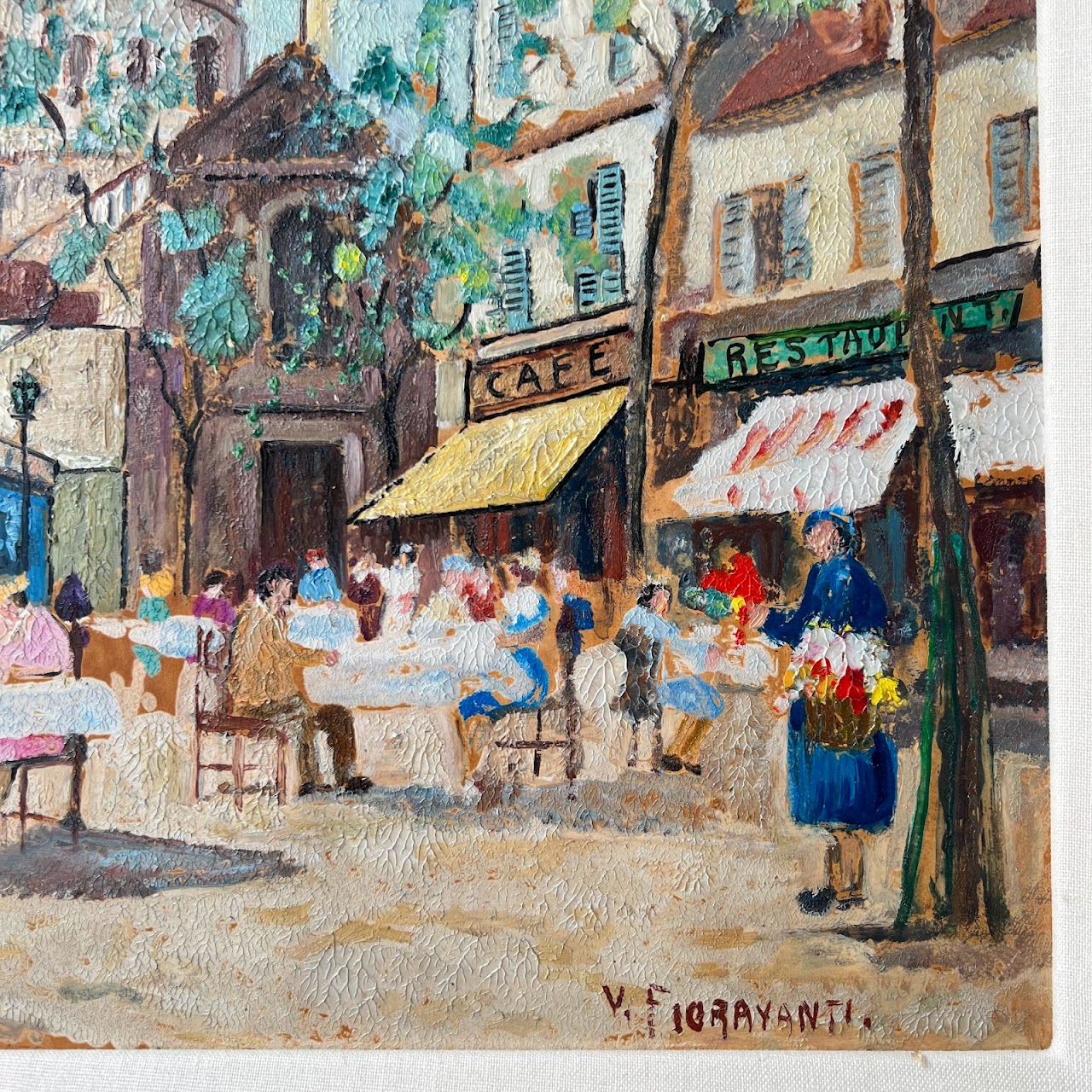 Vincenzo Fioravanti Signed Parisian Scene Oil Painting