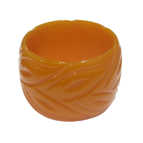 Orange Bakelite Carved Bangle