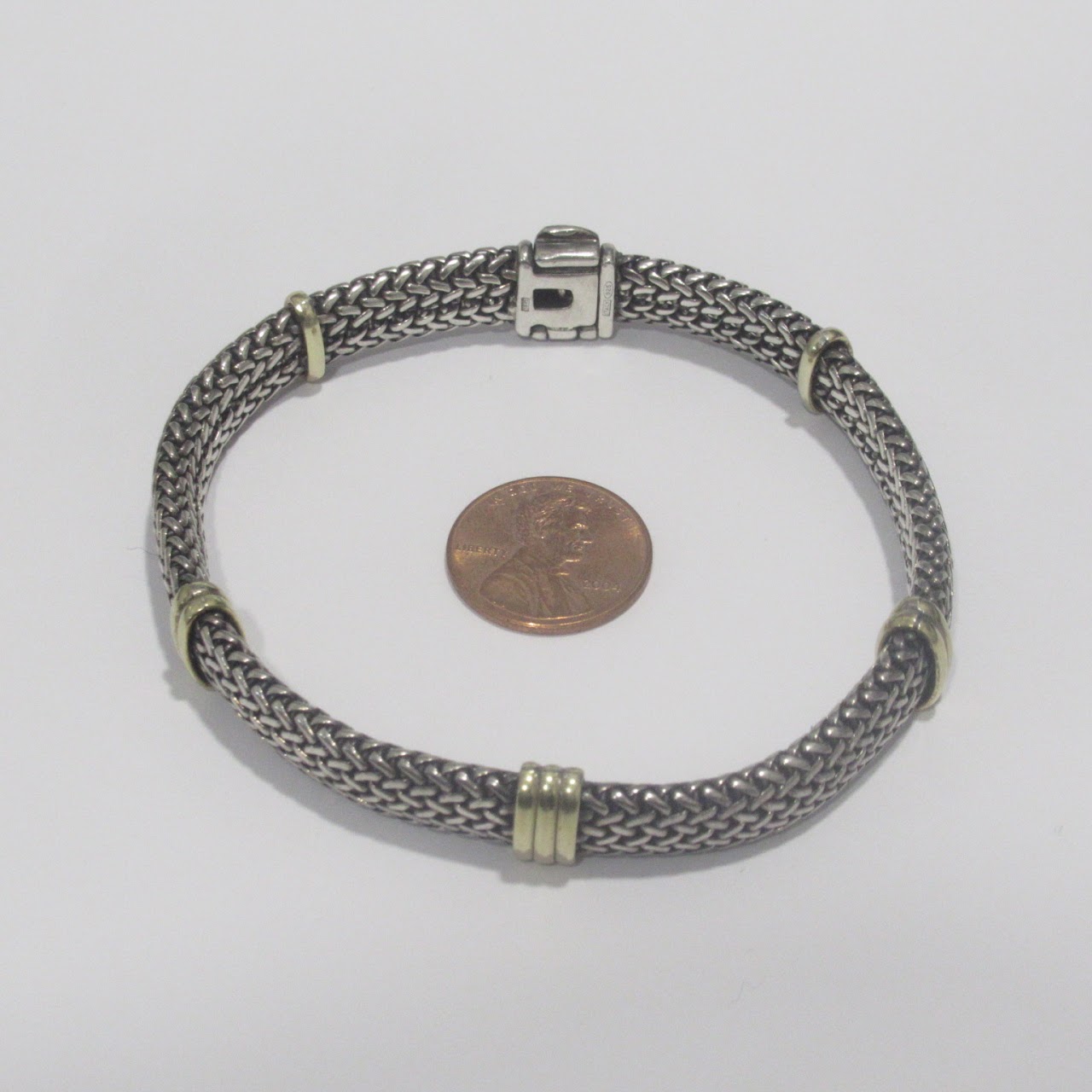 Sterling Silver & 18K Gold Braided Bracelet