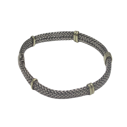 Sterling Silver & 18K Gold Braided Bracelet