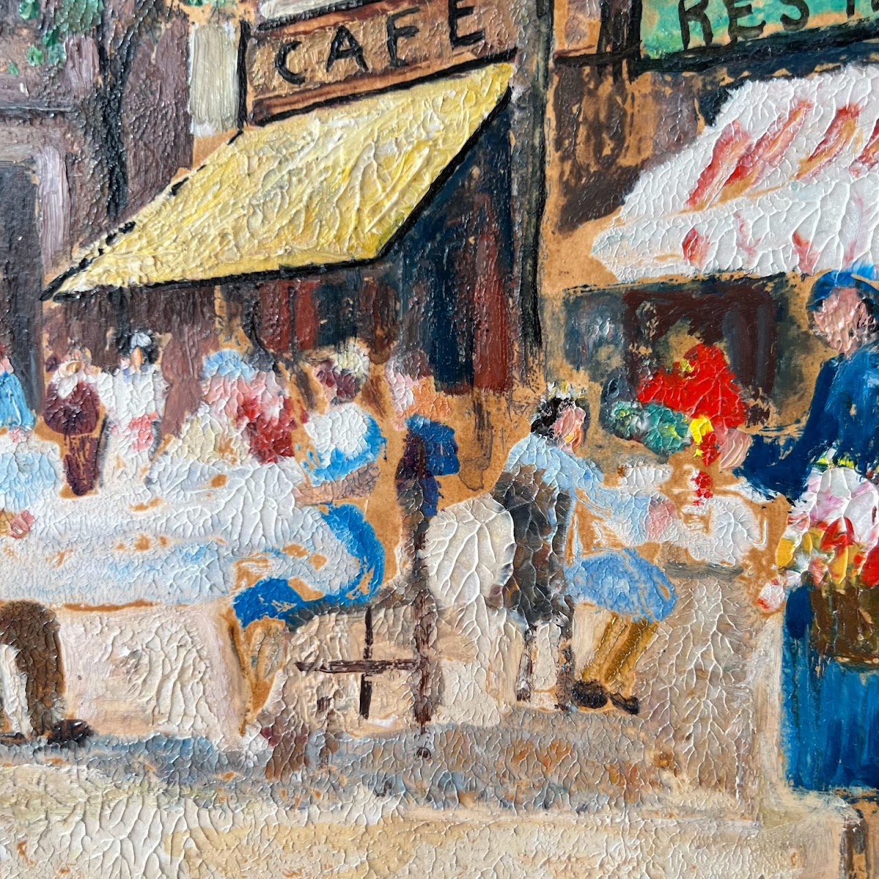 Vincenzo Fioravanti Signed Parisian Scene Oil Painting