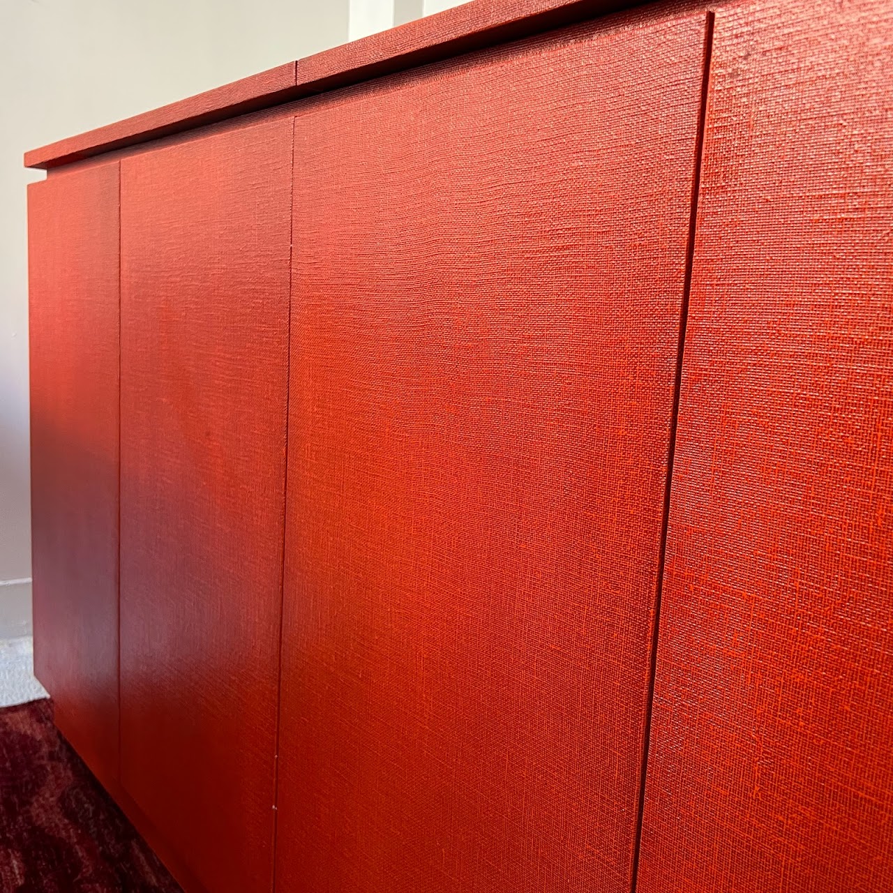 Red Grasscloth Bar/Credenza