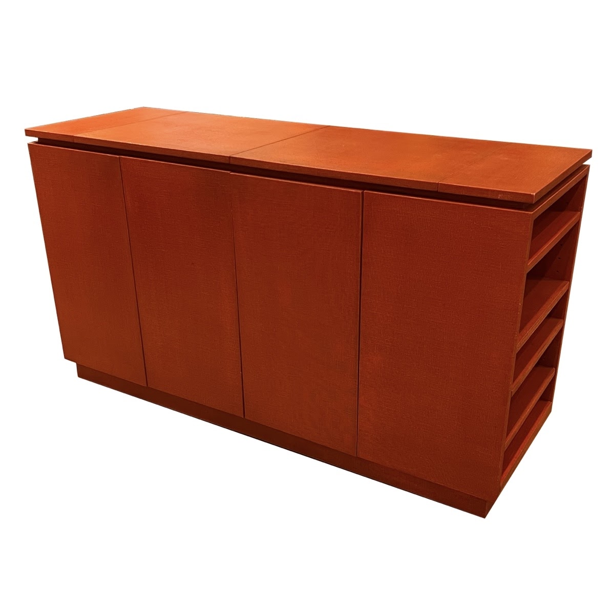 Red Grasscloth Bar/Credenza