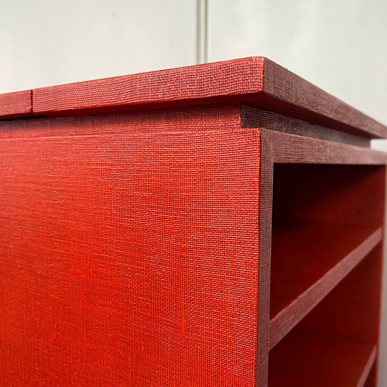 Red Grasscloth Bar/Credenza