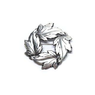BM Denmark Sterling Silver Leaf Wreath Brooch