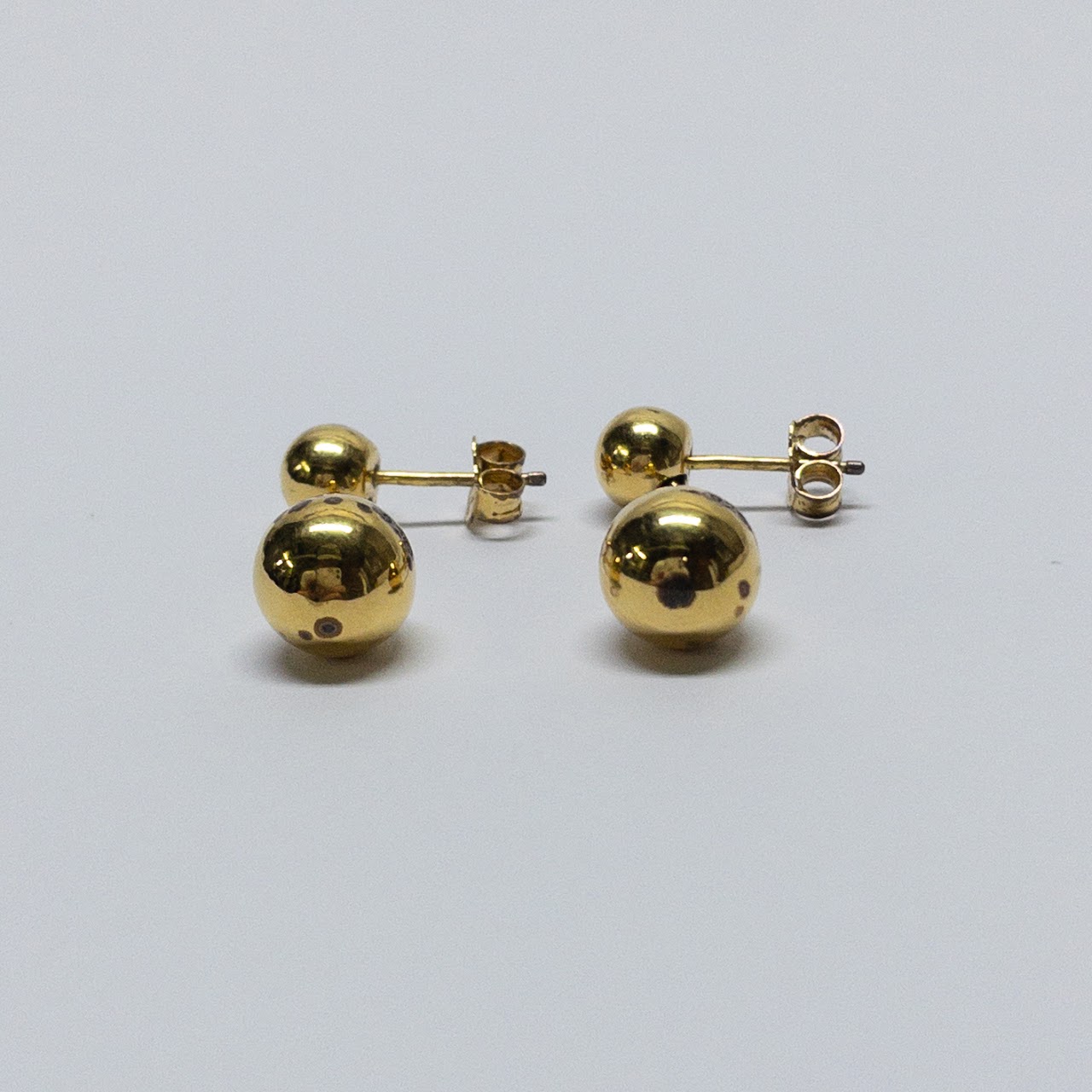 Sterling Silver Vermeil Ball Stud Drop Earrings