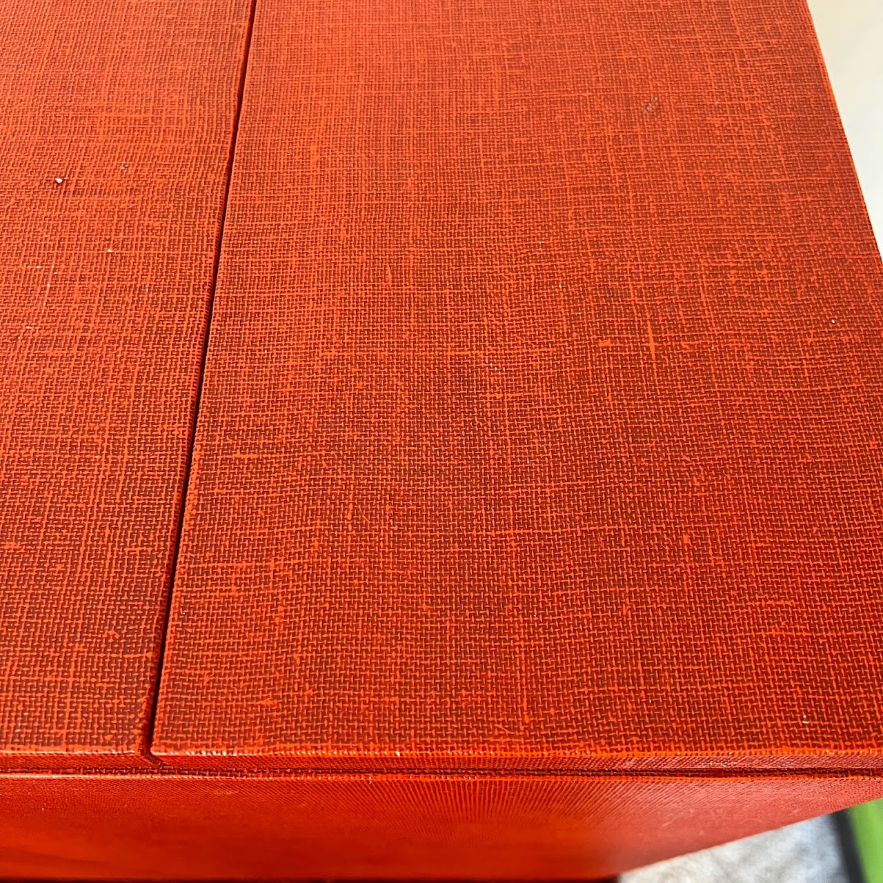 Red Grasscloth Bar/Credenza